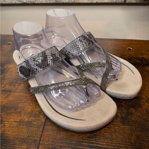 Aetrex Women's Izzy Sparkle Orthopedic Slide Sandals for Women Casual Size 10